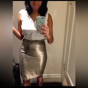 Banana republic khaki sequence skirt.